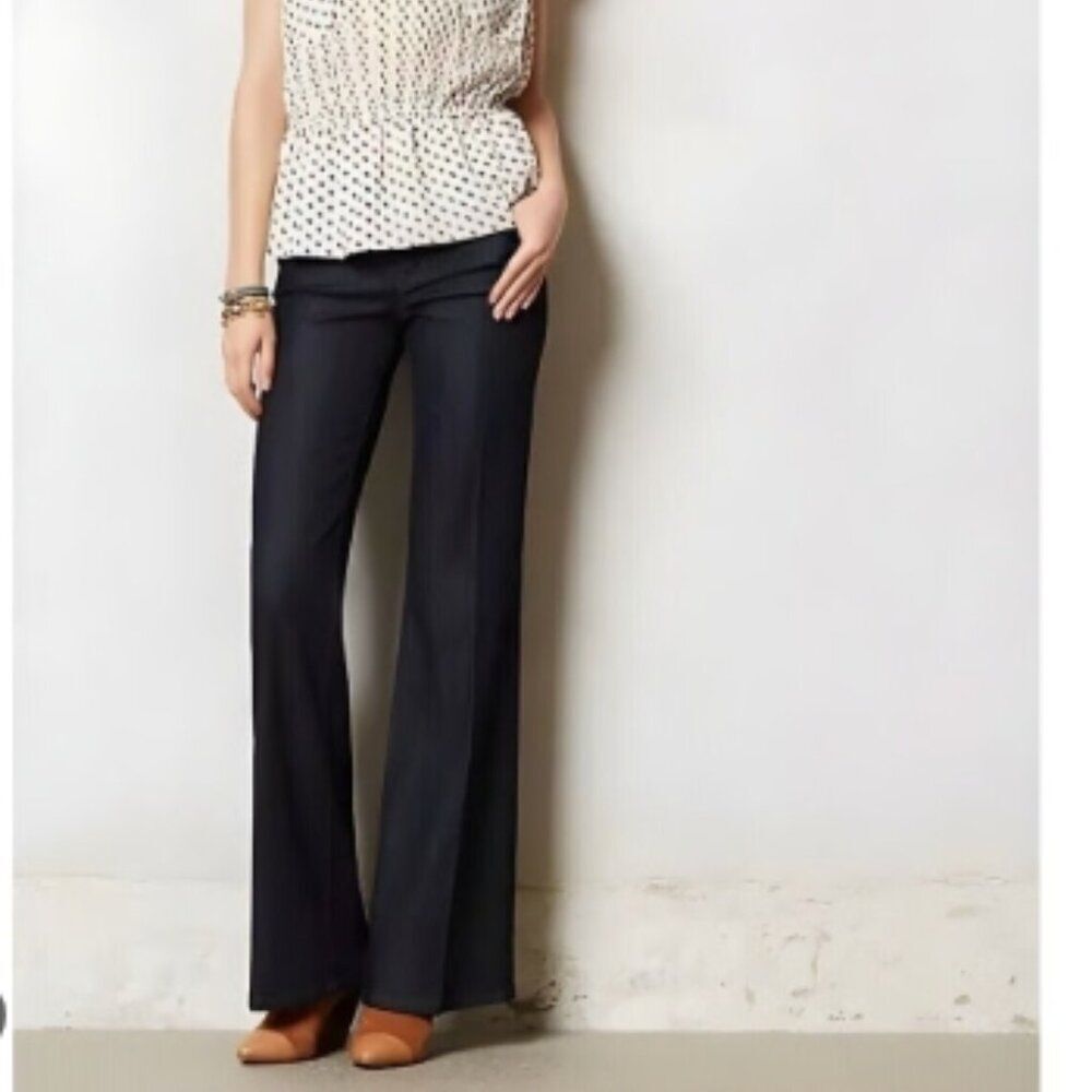 Anthropologie Level 99 Newport Wide Leg Pants Black Pockets Zip Closure Size 28